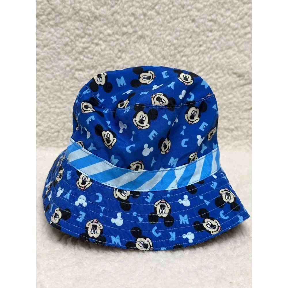 Disney Baby Bucket Hat Blue Mickey Mouse All Over Print 0-12M‎ Mesh Lined